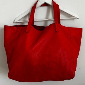 GAP Red Cow Leather Tote Bag Purse